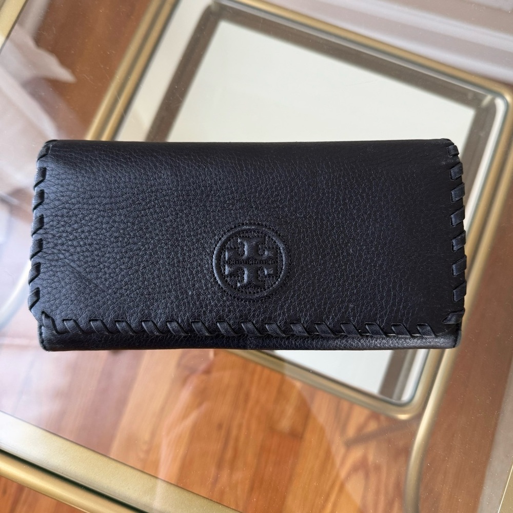 Tory Burch Marion Envelope Leather Continental Wallet Black